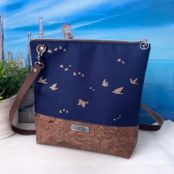 shoulder bag 2 *birds* copper/night blue/cork...