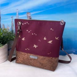 shoulder bag 2 *birds* copper/bordeaux/cork...