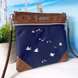 Zip bag *birds* white/night blue/cork brown