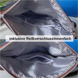 Fold-Over Tasche *Vögel* Weiß/Rot/Kork Hellbraun