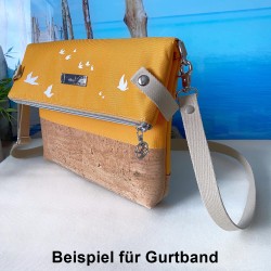 Fold-Over Tasche *Papierboot* Weiß/Gelb/Kork Hellbraun