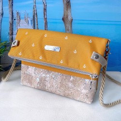 Fold-Over Bag *anchor* white/yellow/cork nature...
