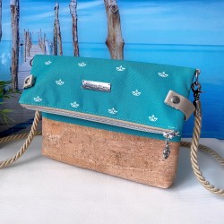Fold-Over Bag *papership* white/turquoise/cork...
