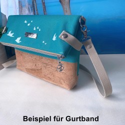 Fold-Over Tasche *Papierboot* Weiß/Türkis/Kork Hellbraun