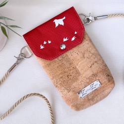 smartphone case *birds* white/red/cork light brown