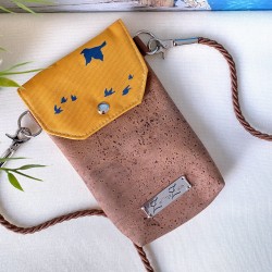 smartphone case *birds* navyblue/yellow/cork...