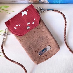 smartphone case *birds* white/crimson/cork cognac