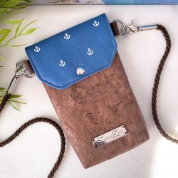 smartphone case *anchor* white/sea ​​blue/cork...