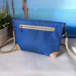 Fold-Over Tasche *Anker* Weiß/Meeresblau/Kork Natur (mit Silber Effekt)