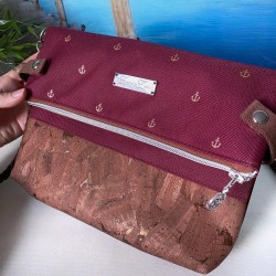 Fold-Over Tasche *Anker* Kupfer/Bordeaux/Kork Braun Bronze