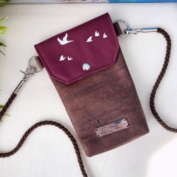 smartphone case *birds* white/bordeaux/cork brown