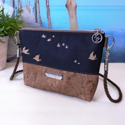 Small Shoulder Bag *birds* copper/black/cork...