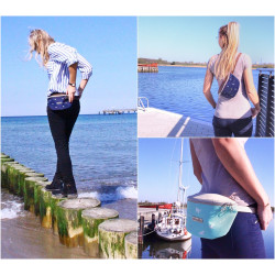 Fanny Pack -anchor white/petrol/faux leather brown-