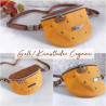Fanny Pack anchor -navyblue/yellow/faux leather cognac-