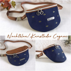 Fanny Pack paper ship -gold/night blue/faux...