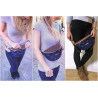 Fanny Pack paper ship -gold/night blue/faux leather cognac-