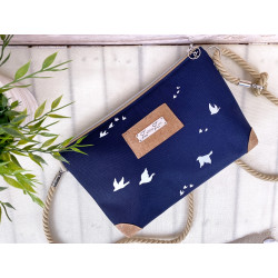 Allround bag birds -white/night blue/cork light brown-
