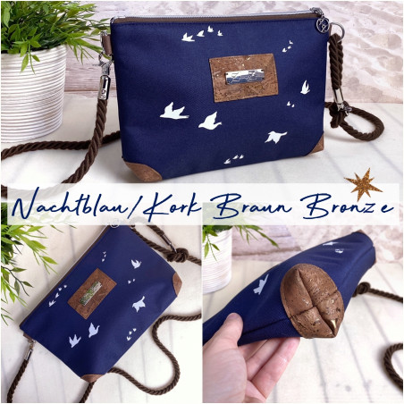 Allround bag birds -white/night blue/cork brown bronce-