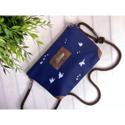 Allround bag birds -white/night blue/cork brown bronce-