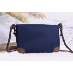 Fold-Over Bag anchor -white/night blue/faux leather brown-