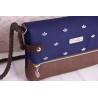 Fold-Over Bag paper ship-white/night blue/faux leather brown-