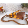 Fold-Over Bag anchor -navyblau/yellow/faux leather cognac-