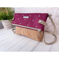 Fold-Over Bag anchor -white/magenta/cork light brown-