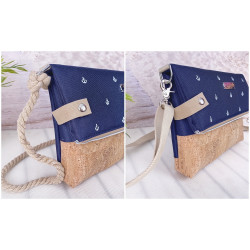 Fold-Over Bag anchor -white/night blue/cork light brown-