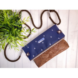 Fold-Over Bag anchor -white/night blue/cork brown bronce-