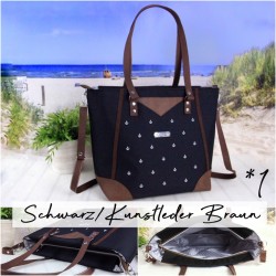 handle bag *1 -anchor white/black/faux leather...