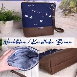 shoulder bag *2 -birds white/night blue/faux...
