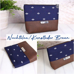 cosmetic bag -paper ship white/night blue/brown...