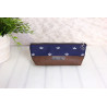 pencil case -paper shiop white/night blue/brown faux leather-
