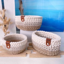 crochet basket Beige/Sand/Cream