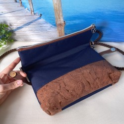 Fold-Over Tasche *Anker* Kupfer/Nachtblau/Kork Braun Bronze