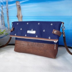 Fold-Over Bag *anchor* white/night blue/cork brown