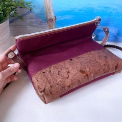 Fold-Over Tasche *Vögel* Kupfer/Bordeaux/Kork Braun Bronze