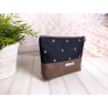 cosmetic bag -anchor white/black/brown faux leather-
