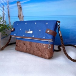 Fold-Over Bag *anchor* white/sea ​​blue/cork...
