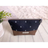 cosmetic bag -anchor white/black/brown faux leather-