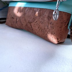 Fold-Over Tasche *Vögel* Kupfer/Mint/Kork Braun Bronze