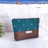 cosmetic bag -anchor white/petrol/brown faux leather-