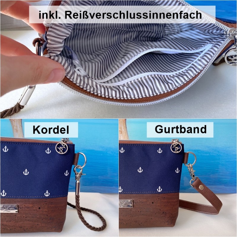 2 in 1 Tasche -Anker Weiß/Schwarz/Braun-