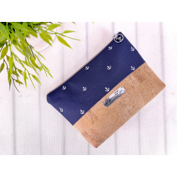 cosmetic bag -anchor white/night blue/cork light brown-