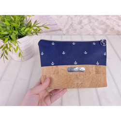 cosmetic bag -anchor white/night blue/cork light brown-