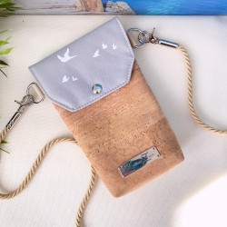 smartphone case *birds* white/light grey/cork...