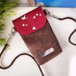 smartphone case *birds* white/red/cork brown