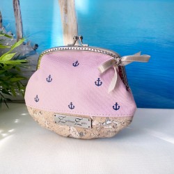 Clip wallet *anchor* navyblue/rosa/cork nature...