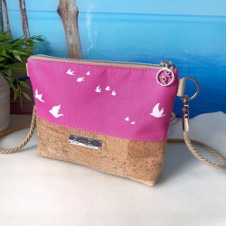 Small Shoulder Bag *birds* white/pink/cork...