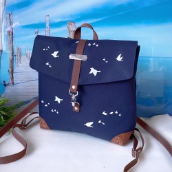 Backpack *birds* white/night blue/cork brown...